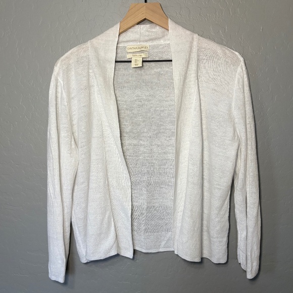 Cynthia Rowley Linen Open Front Cardigan Sweater White - Picture 1 of 8